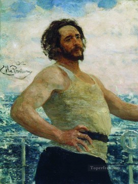  Leon Obras - retrato del escritor leonid nikolayevich andreyev en un yate 1912 Ilya Repin